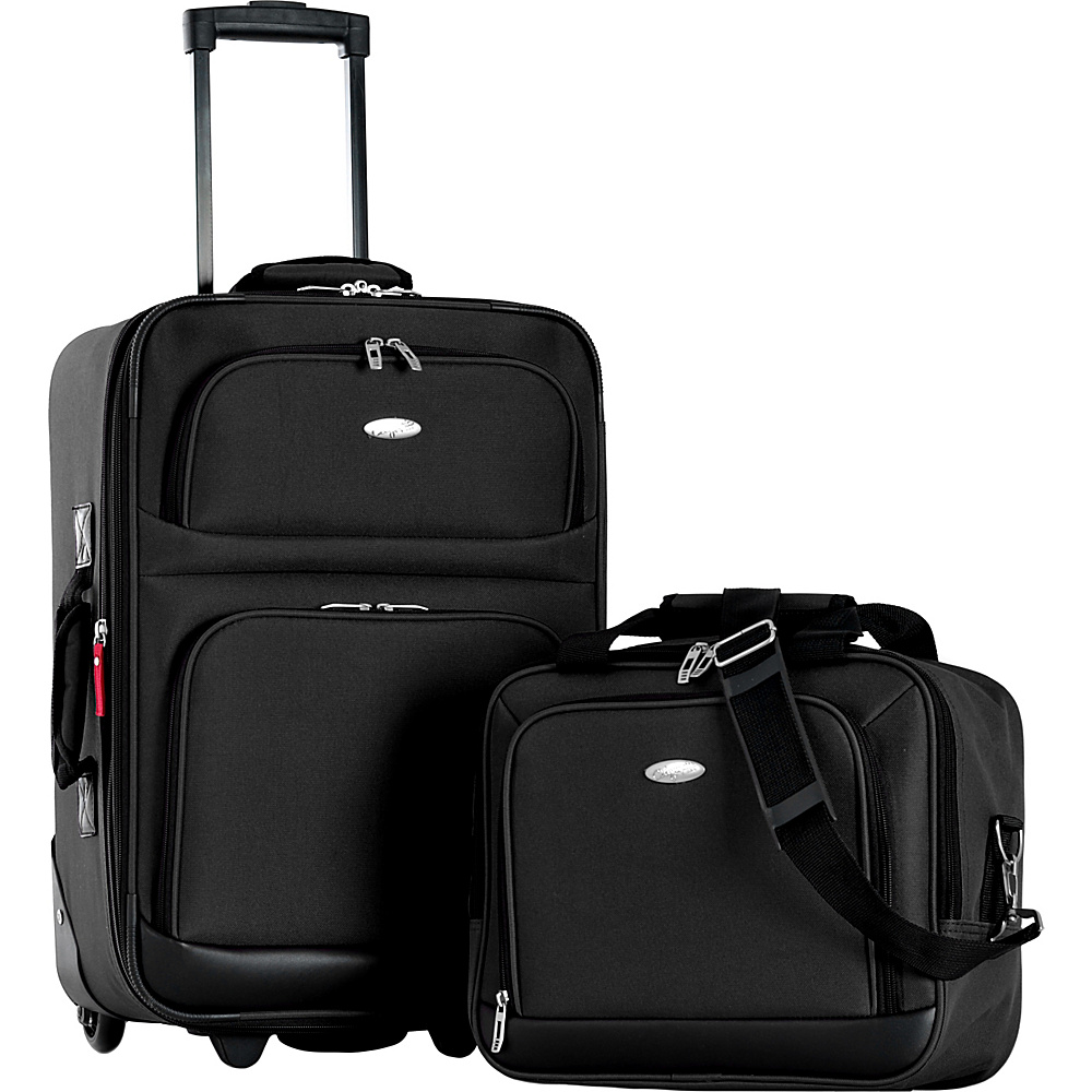 Olympia Lets Travel 2 Piece Carry On Luggage Set Black Olympia Luggage Sets