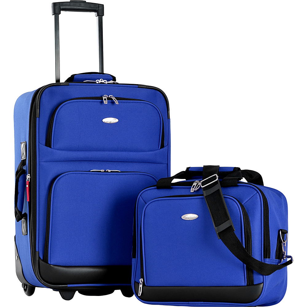 Olympia Lets Travel 2 Piece Carry On Luggage Set Royal Blue Olympia Luggage Sets