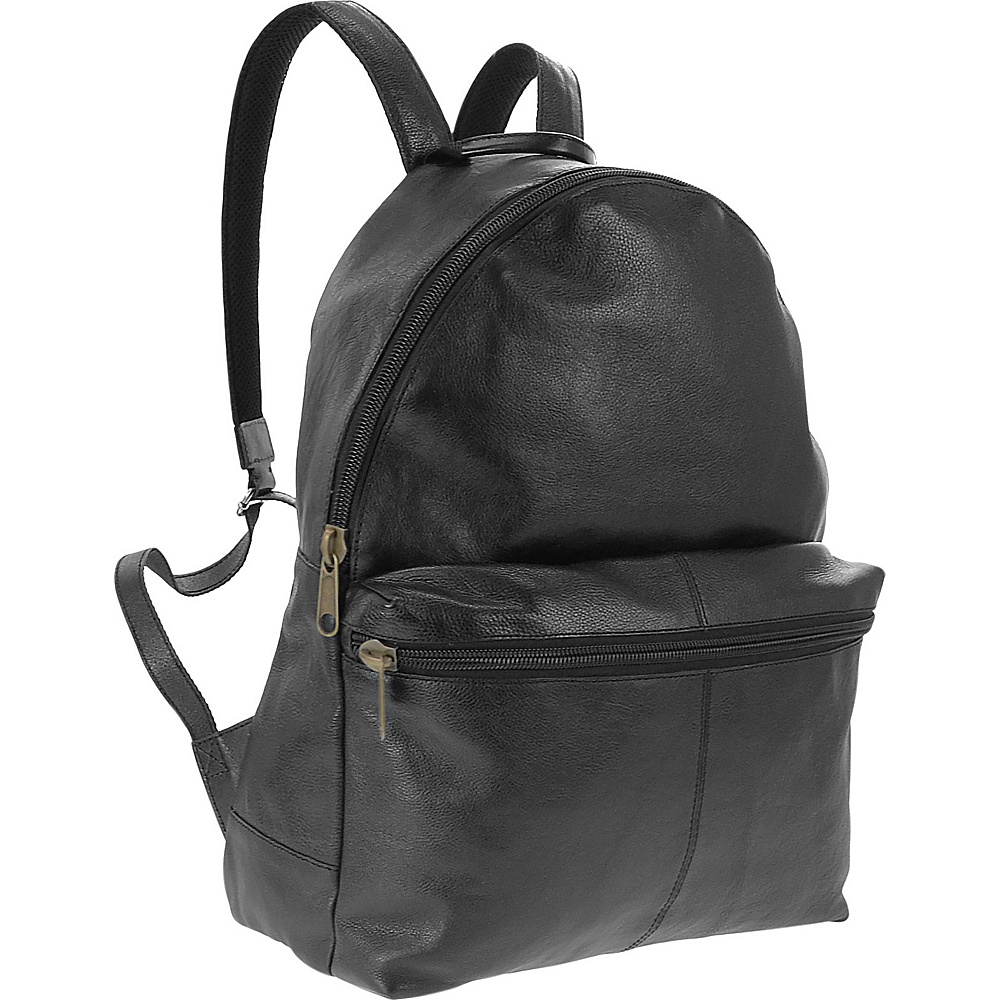 R R Collections Genuine Leather Backpack with Laptop Sleeve Black R R Collections Business Laptop Backpacks