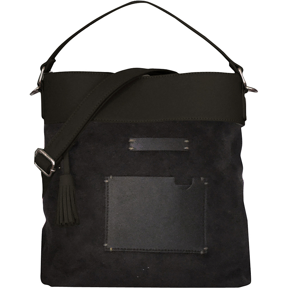 Sherpani Boheme Crossbody Handbag PU Suede Genuine Leather Black Sherpani Leather Handbags