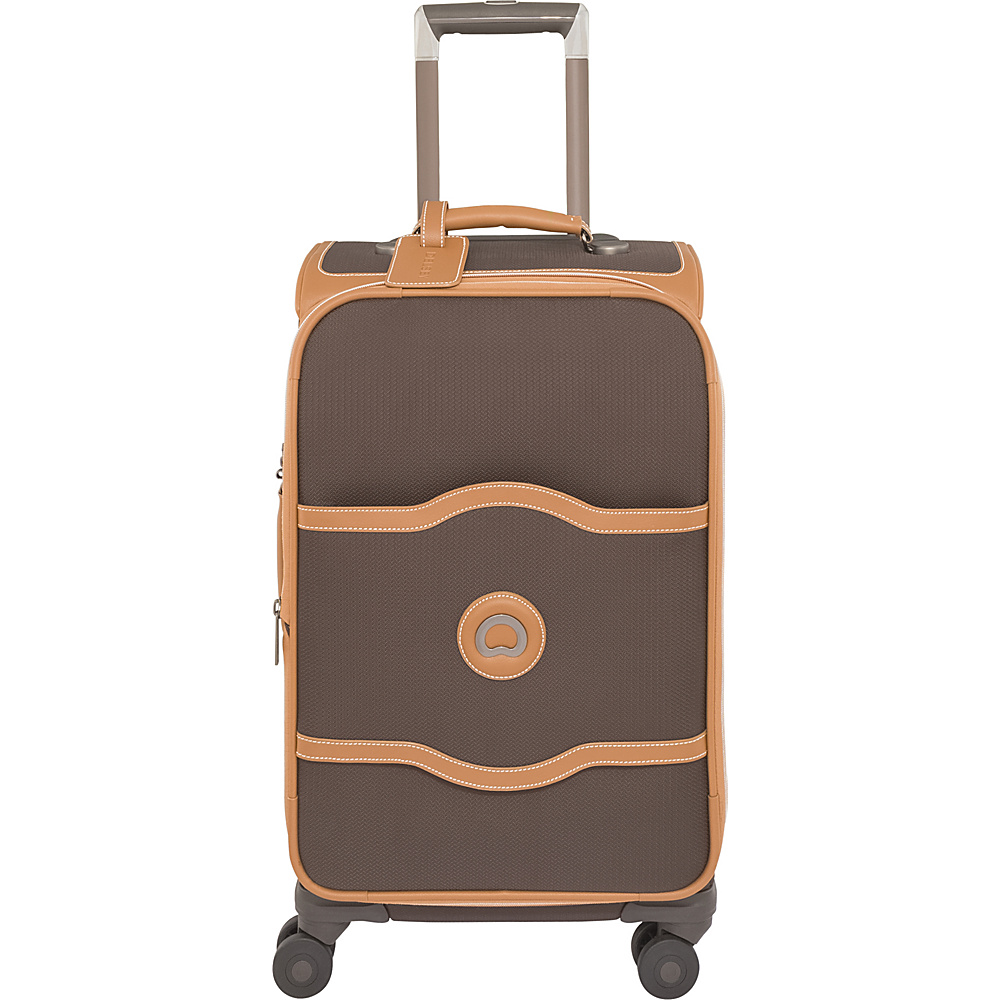 Delsey Chatelet Soft 21 Expandable 4 Wheel Spinner Carry On Brown Delsey Softside Carry On