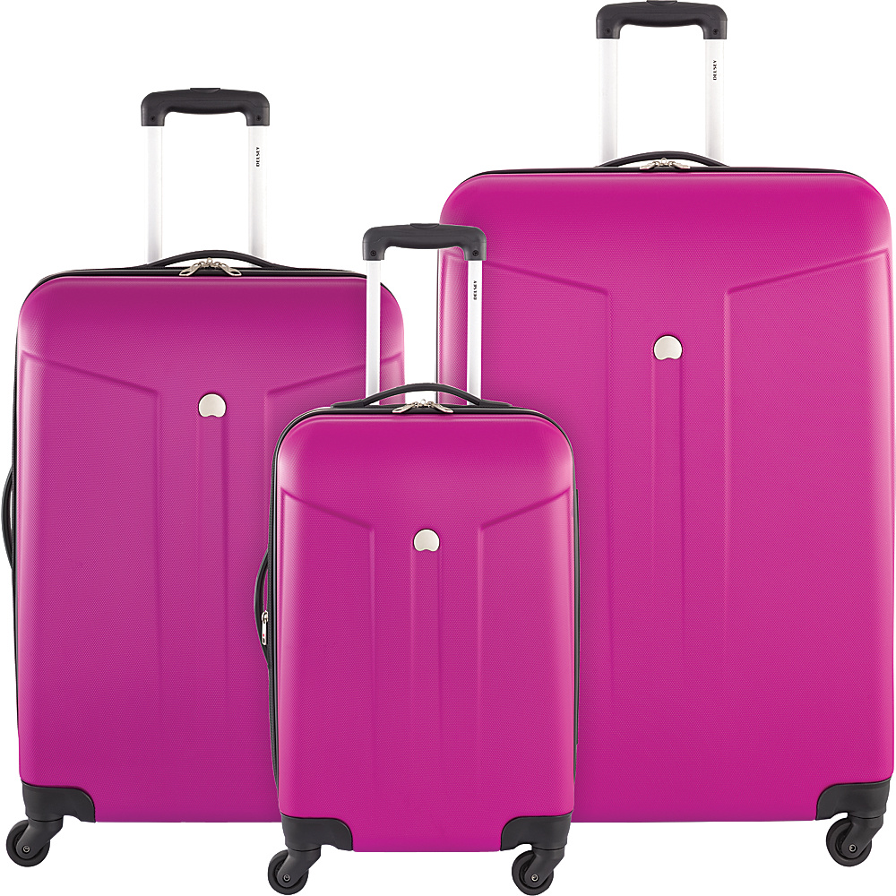 Delsey Comte 3 Piece Expandable Hardside Luggage Set Fuchsia Delsey Luggage Sets