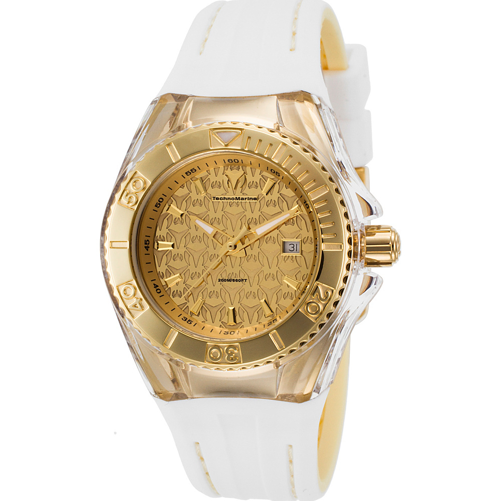TechnoMarine Watches Womens Cruise Monogram Silicone Band Watch White Gold TechnoMarine Watches Watches