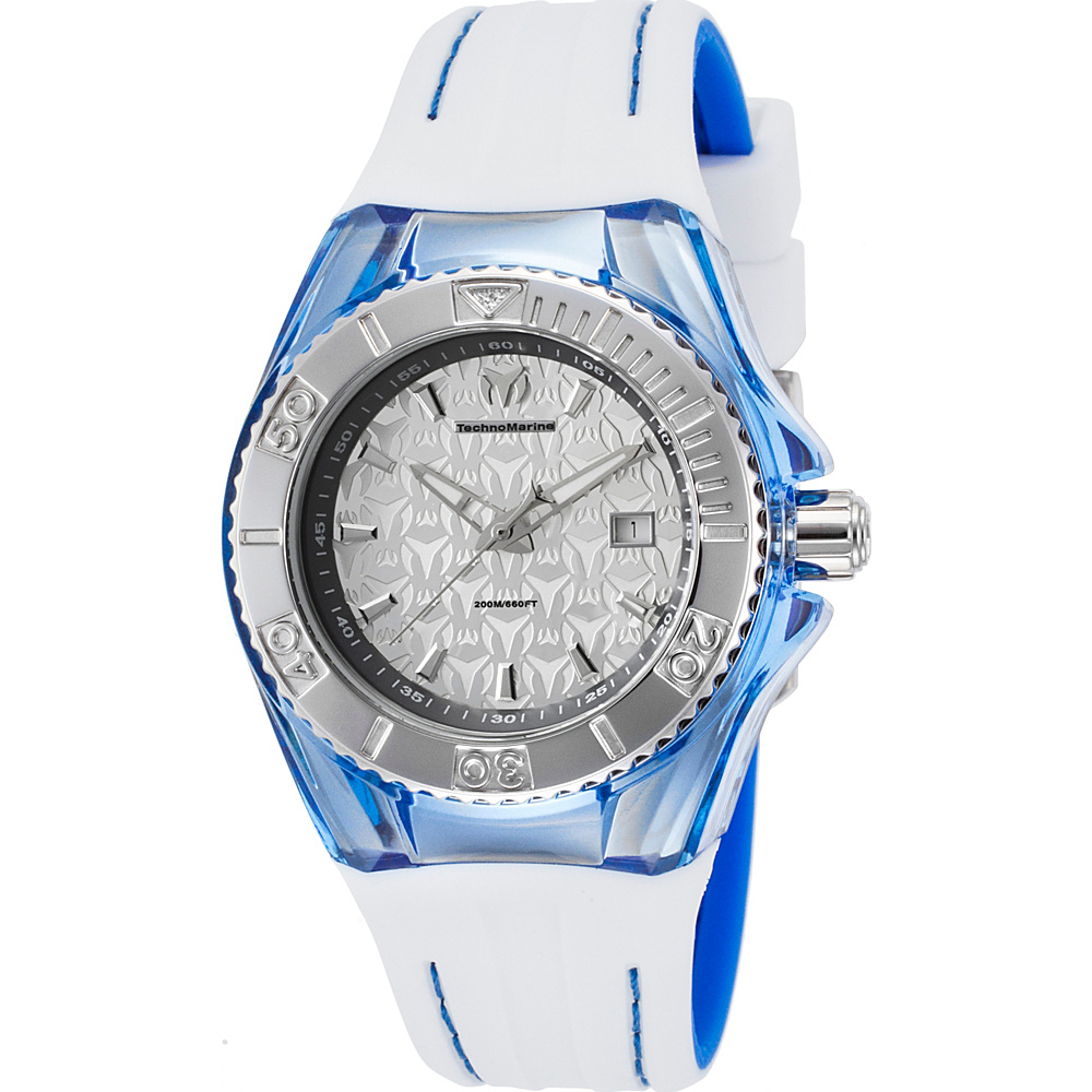 TechnoMarine Watches Womens Cruise Monogram Silicone Band Watch White Blue TechnoMarine Watches Watches