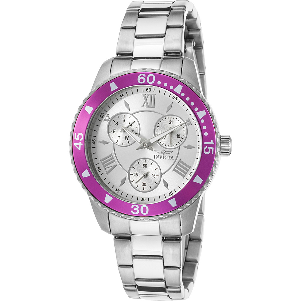 Invicta Watches Womens Angel Multi Function Stainless Steel Watch Silver Purple Invicta Watches Watches