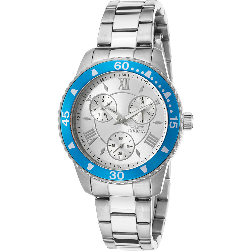 Invicta Watches Womens Angel Multi Function Stainless Steel Watch Silver Blue Invicta Watches Watches