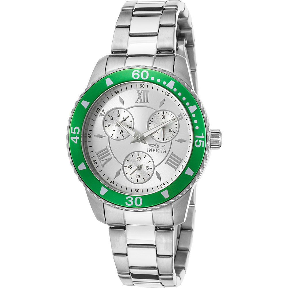 Invicta Watches Womens Angel Multi Function Stainless Steel Watch Silver Green Invicta Watches Watches