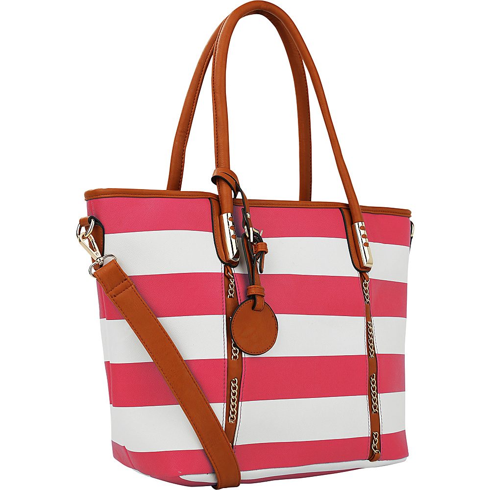 MKF Collection Marina Striped Tote Handbag Pink MKF Collection Manmade Handbags
