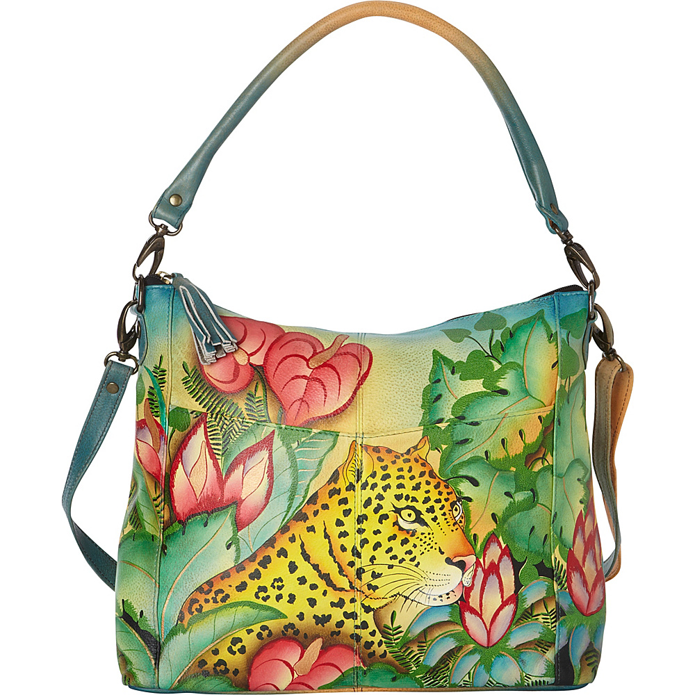 ANNA by Anuschka Hand Painted Leather Convertible Shoulder Bag Jungle Leopard ANNA by Anuschka Leather Handbags