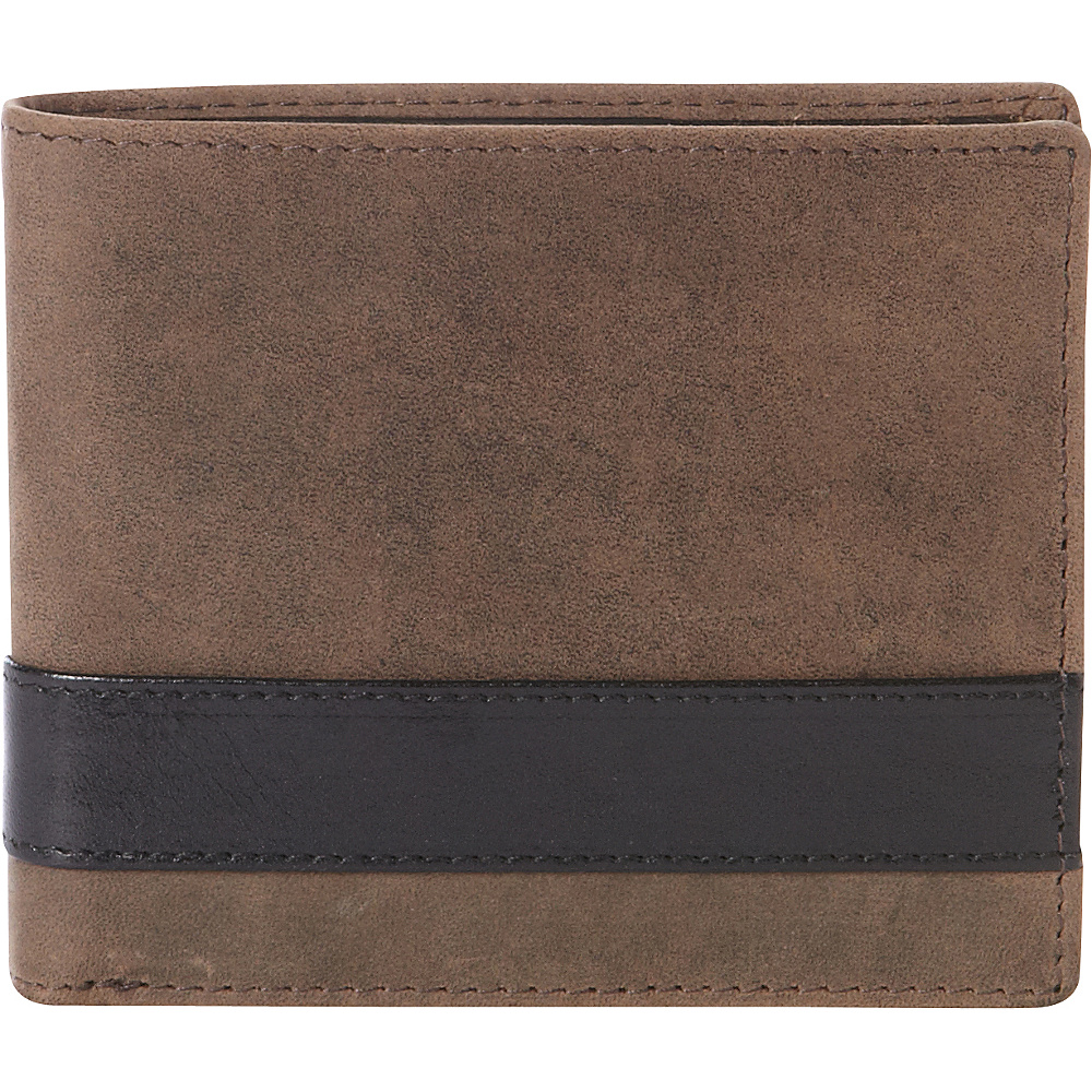Mancini Leather Goods RFID Secure Mens Trifold Wing Wallet Faded Brown Mancini Leather Goods Men s Wallets