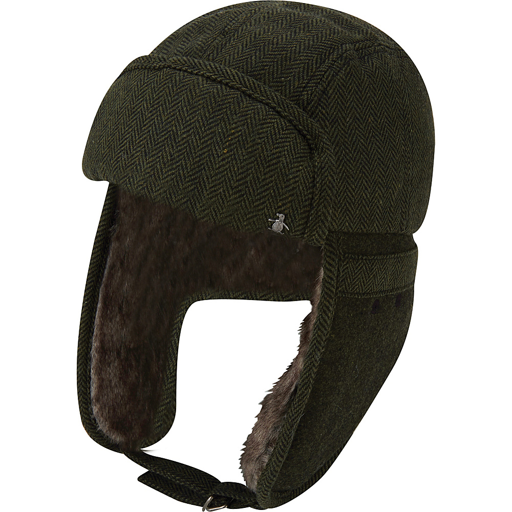 Original Penguin Woolen Herringbone Trapper Hat Dusty Olive S M Original Penguin Hats Gloves Scarves