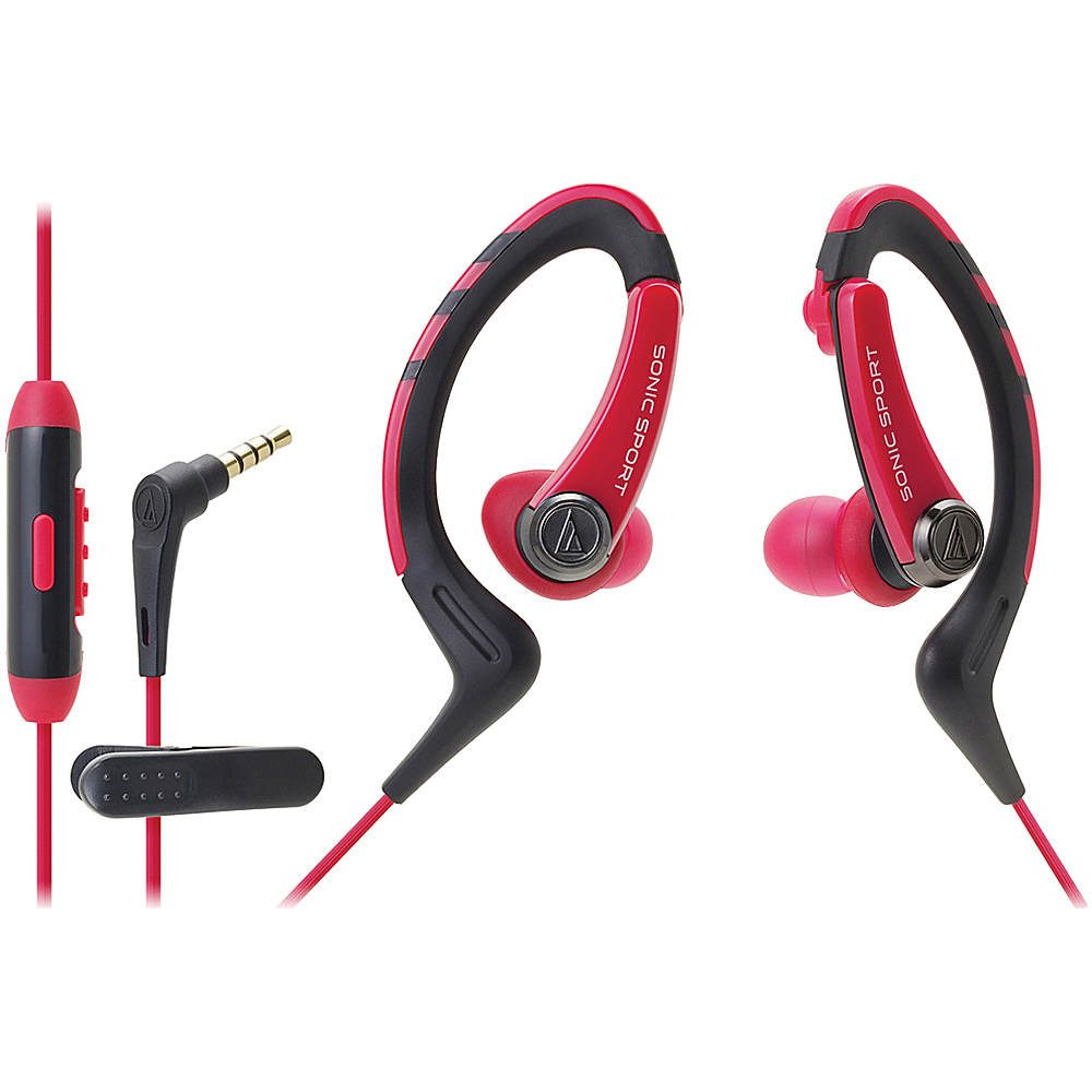 Audio Technica ATH SPORT1ISPK SonicSport In ear Headphones Red Audio Technica Headphones Speakers