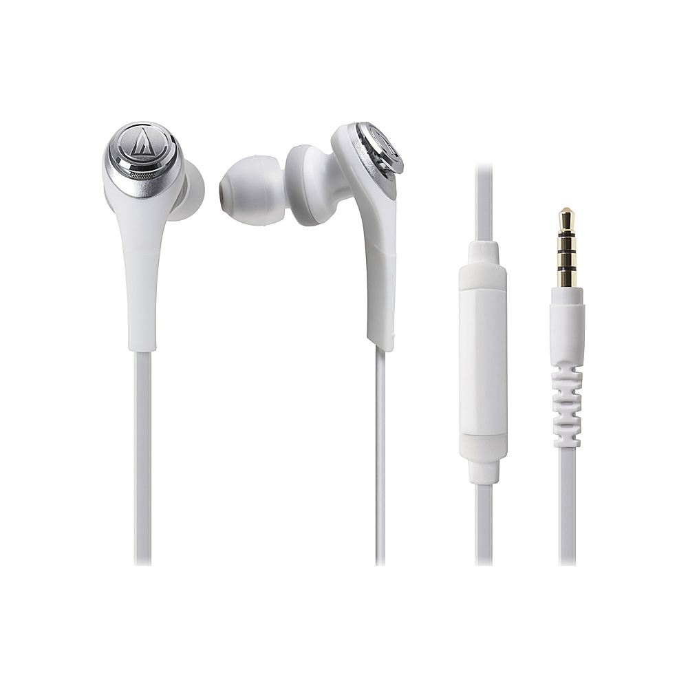 Audio Technica Solid Bass In Ear Headphones with In Line Mic and Control White Audio Technica Headphones Speakers