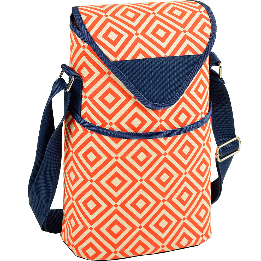 Picnic at Ascot Insulated Wine Water Bottle Tote with Shoulder Strap Orange Navy Picnic at Ascot Outdoor Accessories