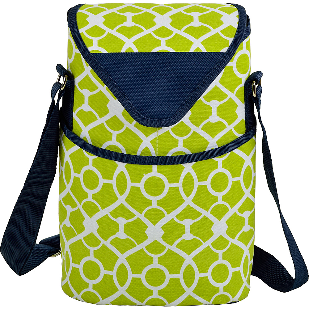 Picnic at Ascot Insulated Wine Water Bottle Tote with Shoulder Strap Trellis Green Picnic at Ascot Outdoor Accessories