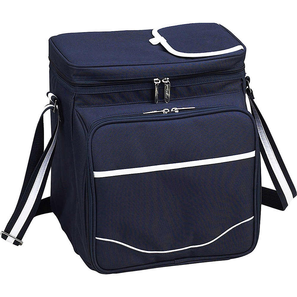 Picnic at Ascot Insulated Picnic Basket Cooler Fully Equipped with Service for 2 Navy White Picnic at Ascot Outdoor Coolers