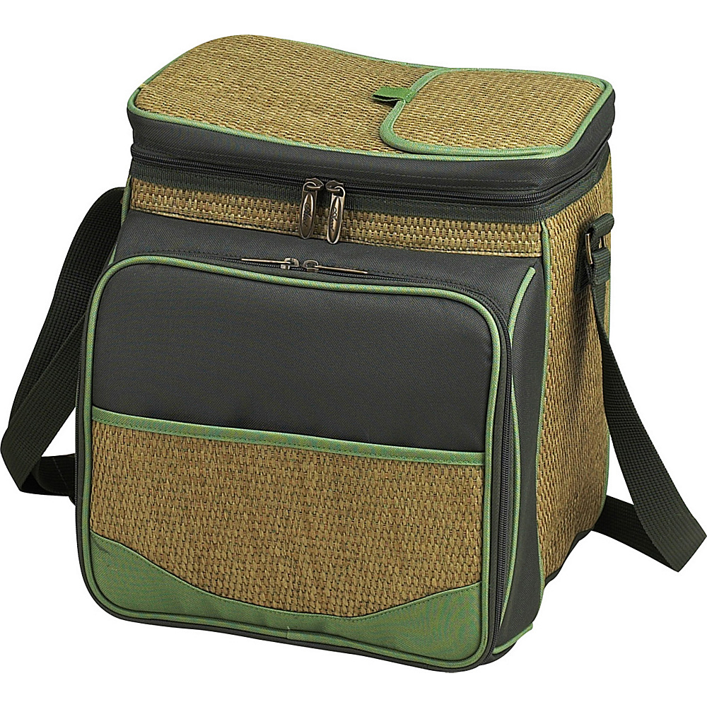 Picnic at Ascot Insulated Picnic Basket Cooler Fully Equipped with Service for 2 Natural Weave Forest Green Picnic at Ascot Outdoor Coolers
