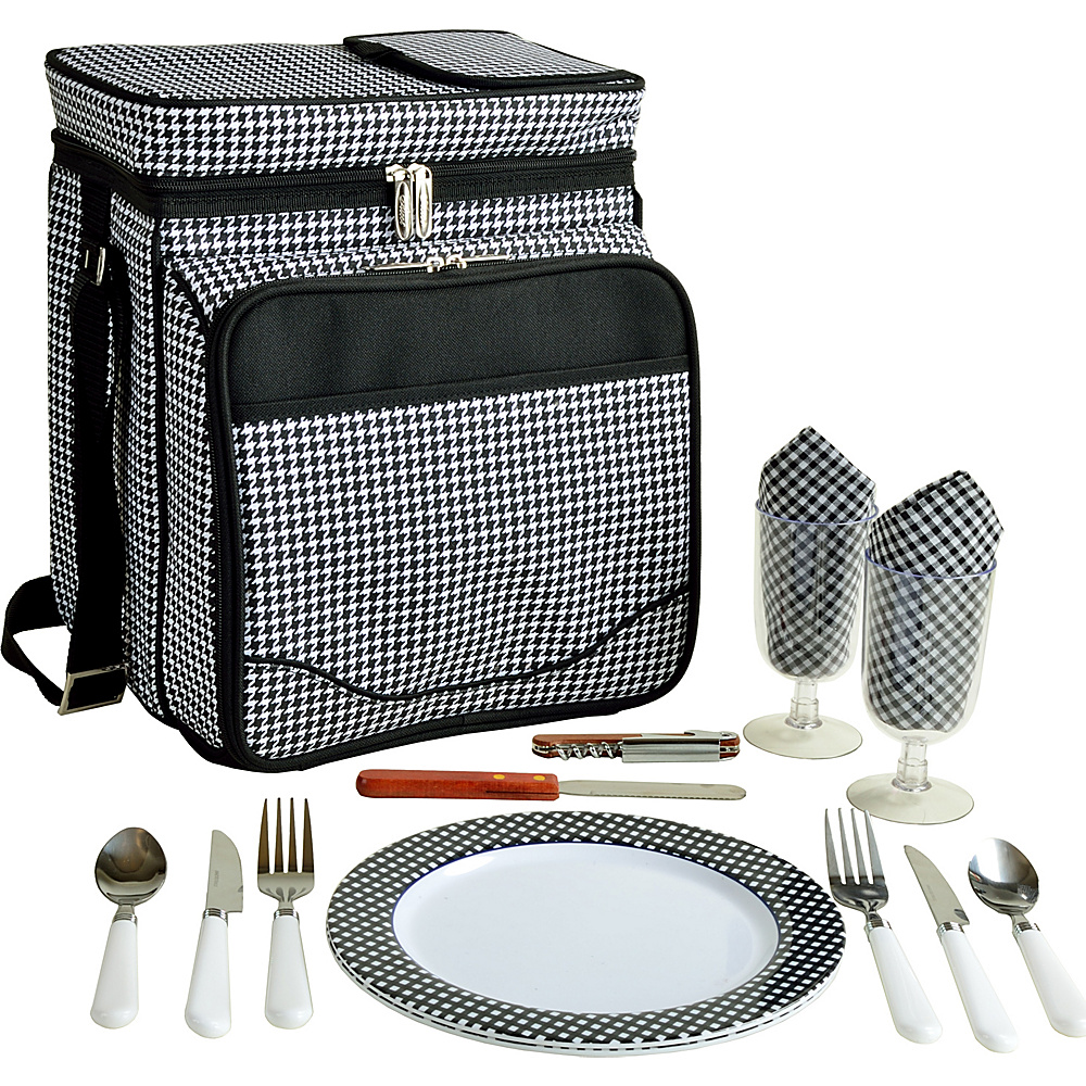 Picnic at Ascot Insulated Picnic Basket Cooler Fully Equipped with Service for 2 Houndstooth Picnic at Ascot Outdoor Coolers