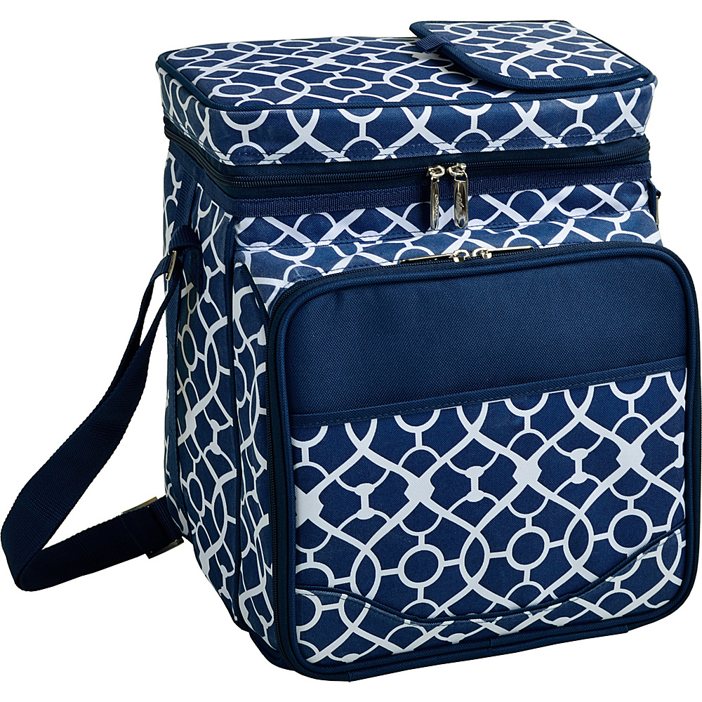 Picnic at Ascot Insulated Picnic Basket Cooler Fully Equipped with Service for 2 Trellis Blue Picnic at Ascot Outdoor Coolers