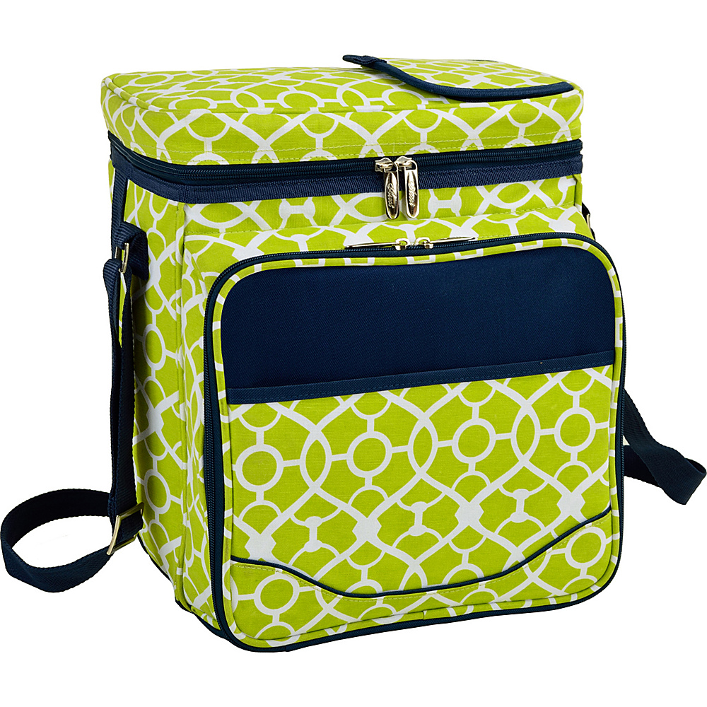 Picnic at Ascot Insulated Picnic Basket Cooler Fully Equipped with Service for 2 Trellis Green Picnic at Ascot Outdoor Coolers