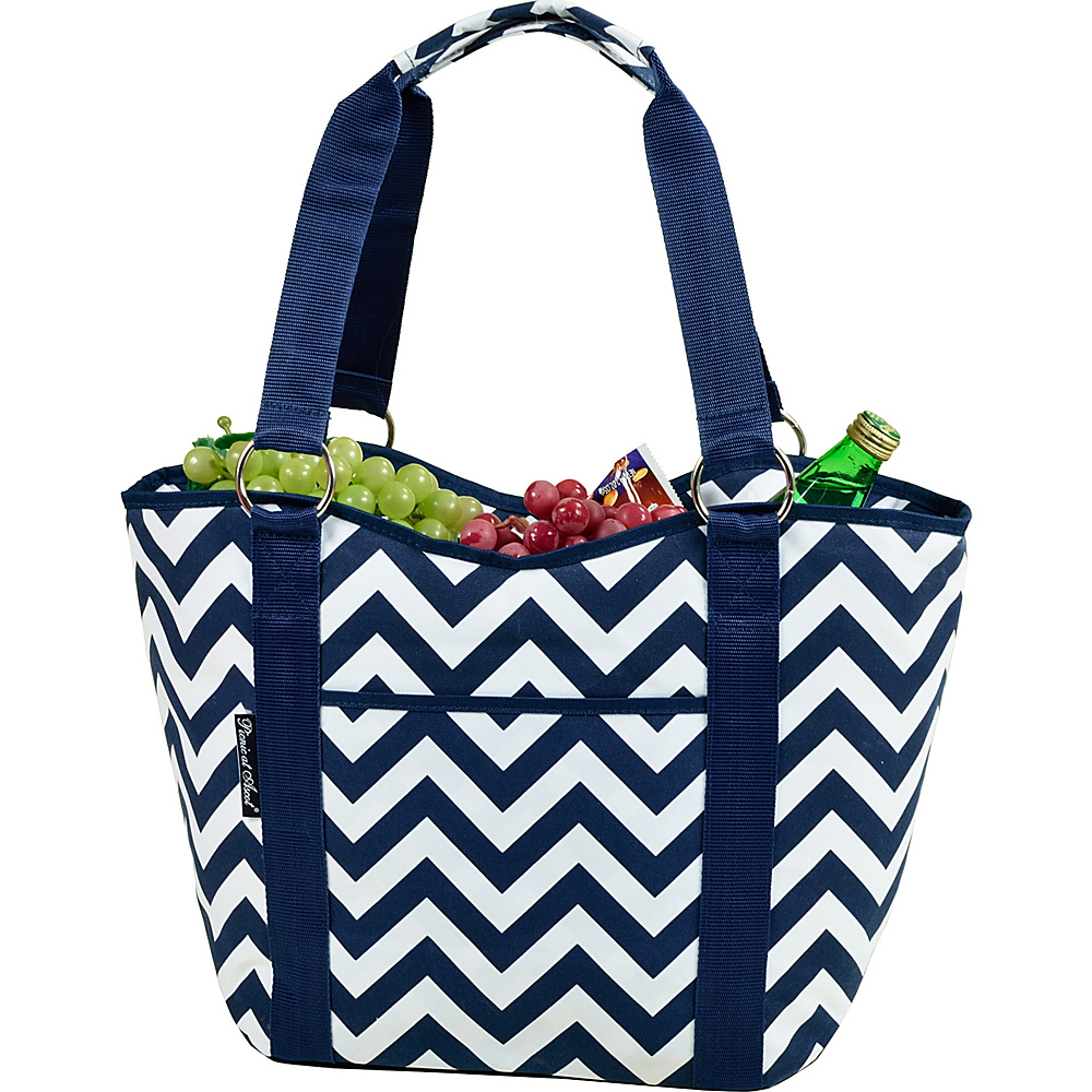 Picnic at Ascot Large Scoop Top Cooler Tote Blue Chevron Picnic at Ascot Outdoor Coolers