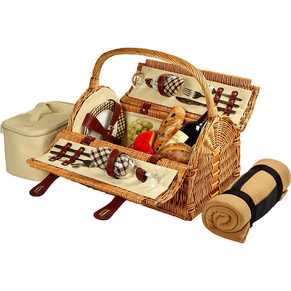 Picnic at Ascot Sussex Willow Picnic Basket with Service for 2 with Blanket Wicker w London Picnic at Ascot Outdoor Accessories