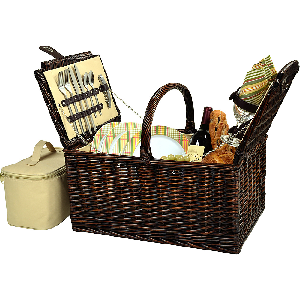 Picnic at Ascot Buckingham Picnic Willow Picnic Basket with Service for 4 Brown Wicker Hamptons Picnic at Ascot Outdoor Accessories