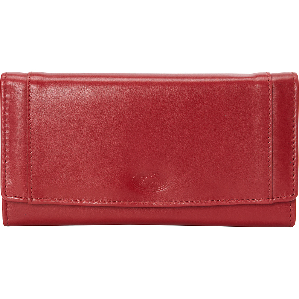 Mancini Leather Goods RFID Secure Ladies Clutch Wallet Red Mancini Leather Goods Women s Wallets