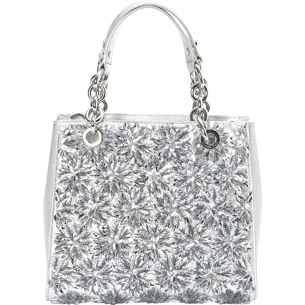 MICHAEL Michael Kors Flora Burst Small Satchel Silver MICHAEL Michael Kors Designer Handbags