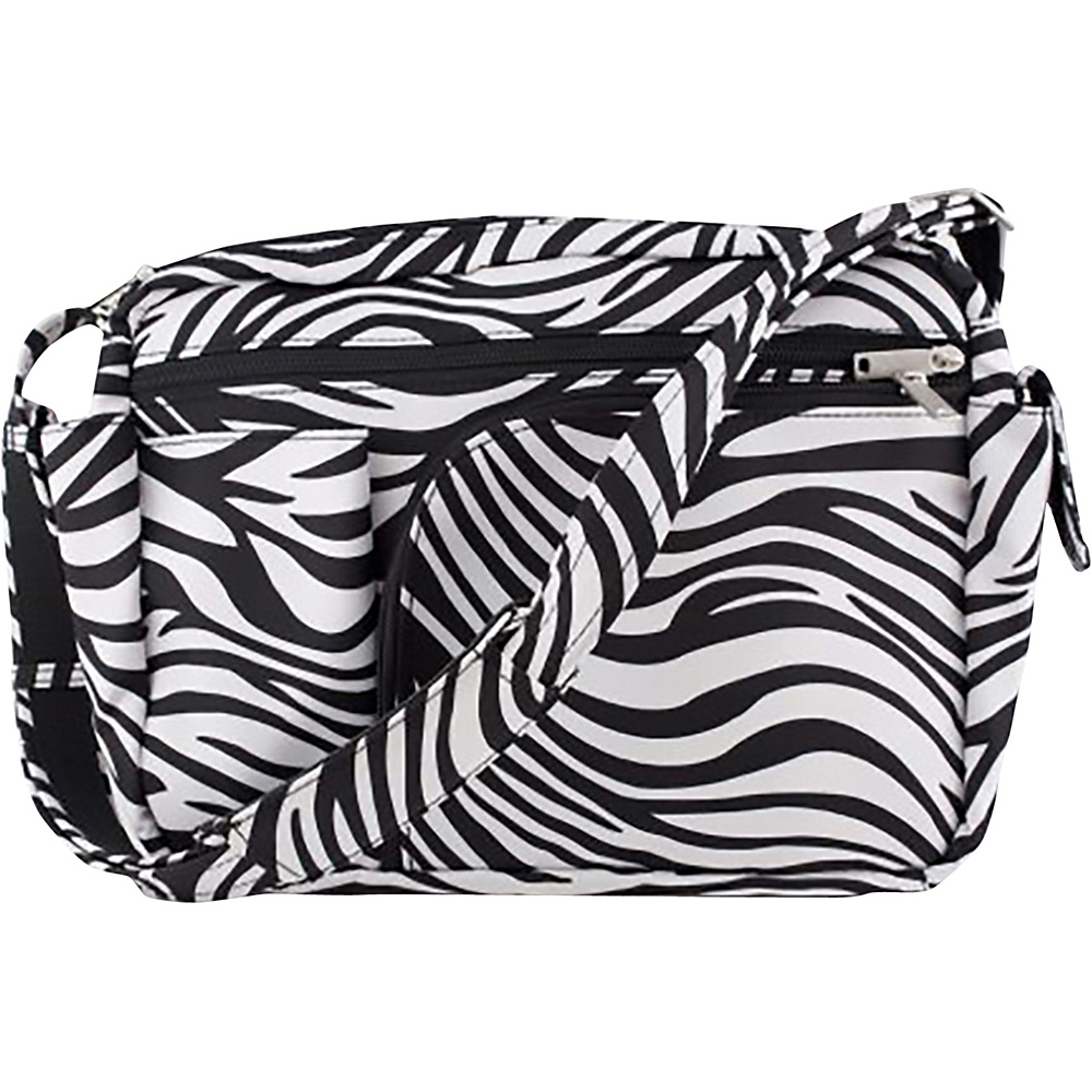 BeSafe by DayMakers Anti Theft 10 Pocket Messenger with Organizer Hard Bottom Zebra BeSafe by DayMakers Fabric Handbags
