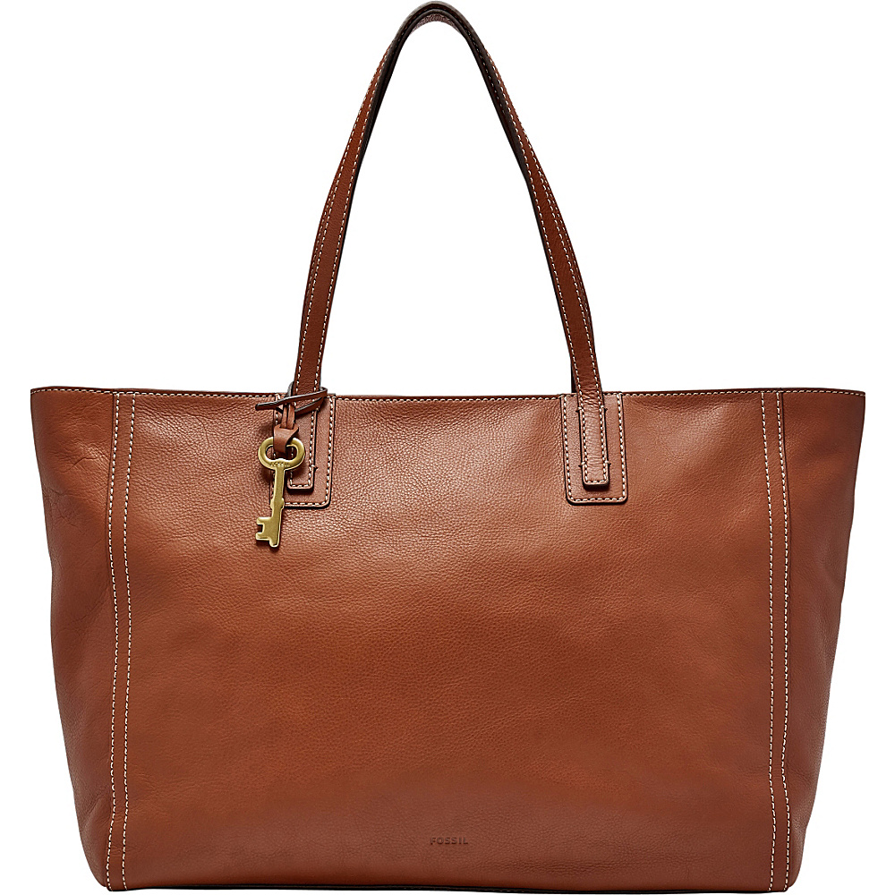 Fossil Emma Work Tote Brown Fossil Leather Handbags