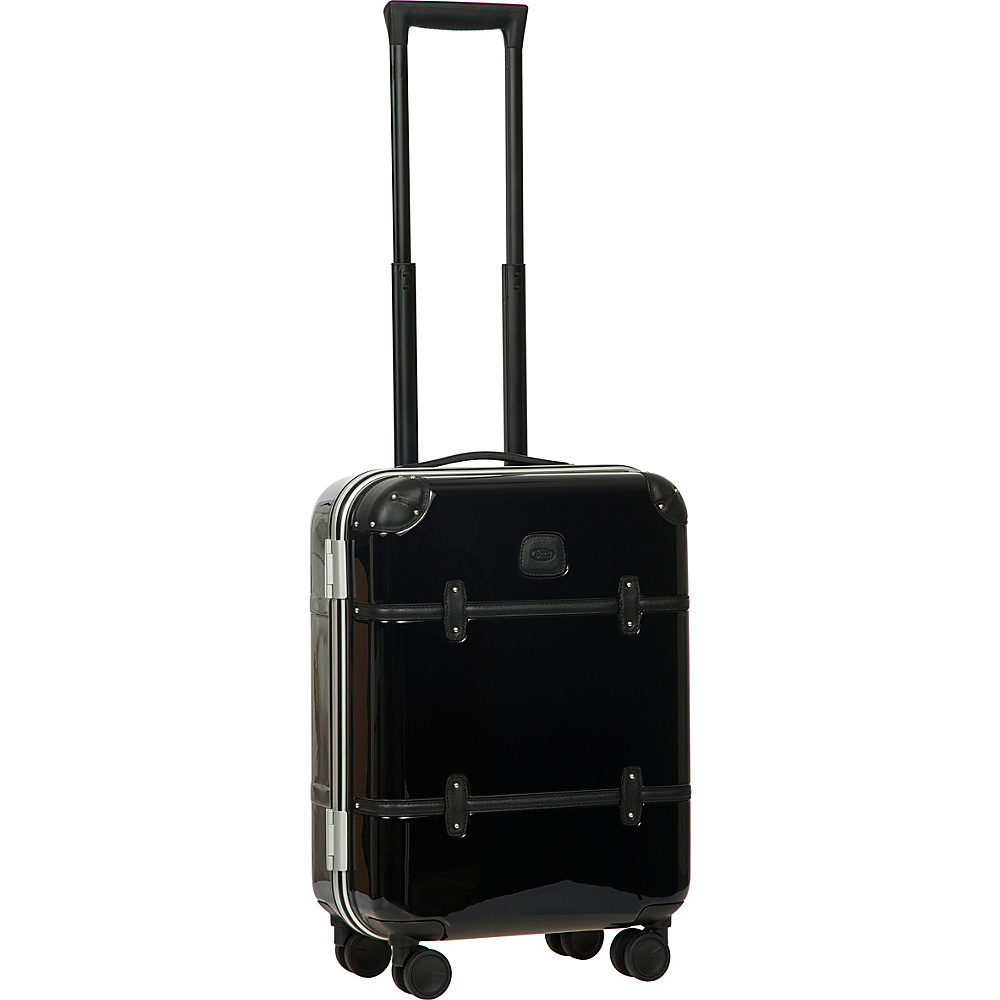 BRIC S Bellagio Metallo 2.0 21 Carry On Spinner Trunk Black Black Leather BRIC S Hardside Carry On