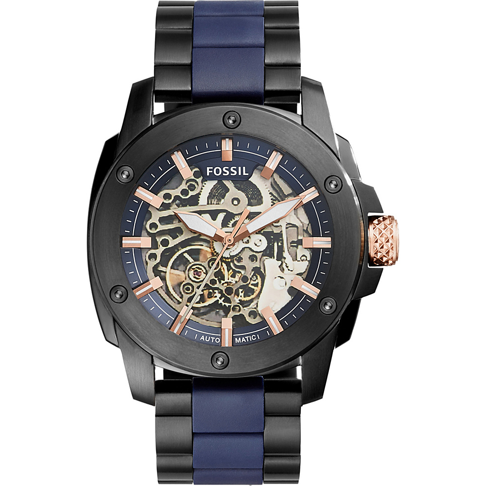 Fossil Modern Machine Automatic Stainless Steel and Silicone Watch Black Fossil Watches