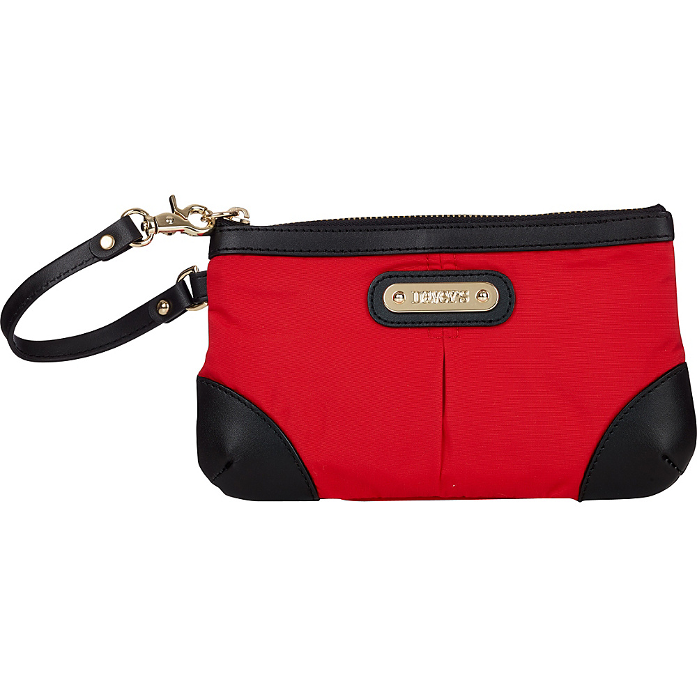 Davey s Medium Wristlet Red Black Leather Davey s Fabric Handbags