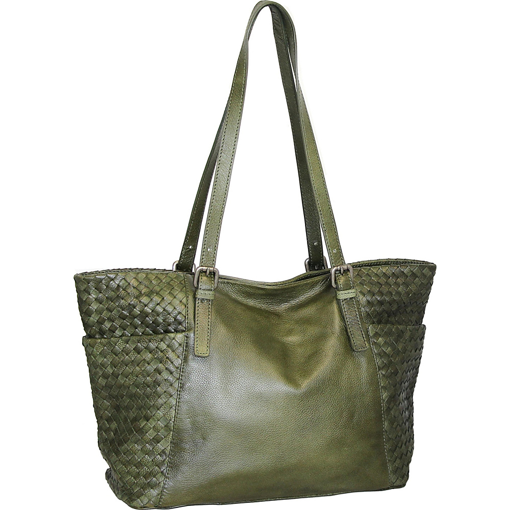 Nino Bossi Hibiscus Bud Tote Green Nino Bossi Leather Handbags