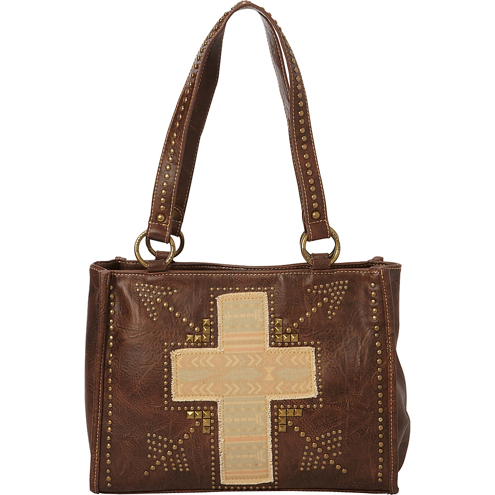 Montana West Fabric Applique Cross Bag Coffee Montana West Manmade Handbags