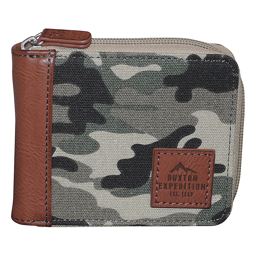 Buxton Expedition II Huntington Gear RFID Zip Around Wallet Camouflage Buxton Men s Wallets