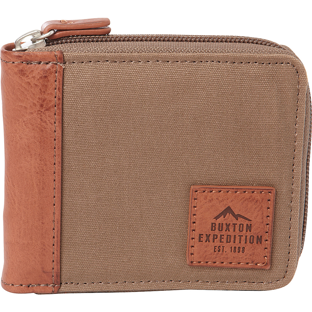 Buxton Expedition II Huntington Gear RFID Zip Around Wallet Olive Buxton Men s Wallets