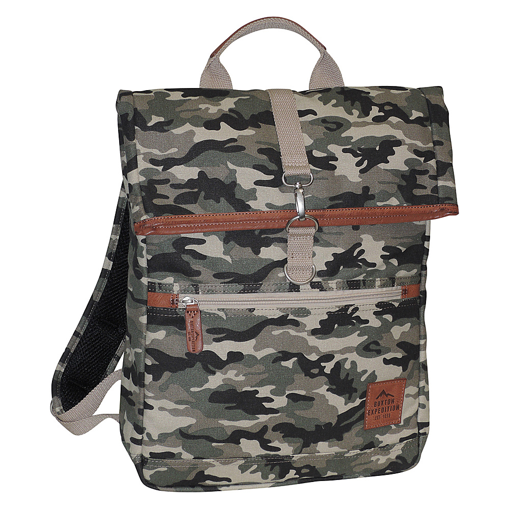 Buxton Expedition II Huntington Gear Fold Over Backpack Camouflage Buxton Business Laptop Backpacks