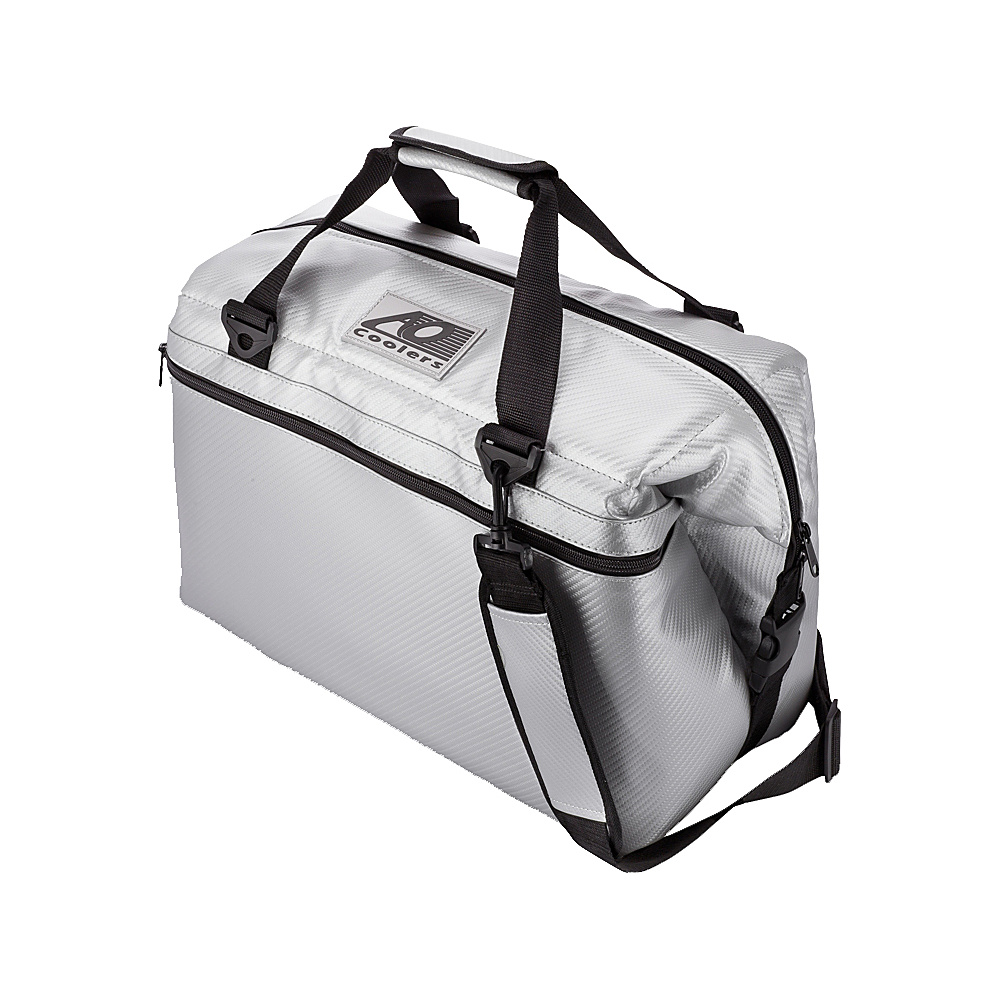AO Coolers 24 Pack Carbon Fiber Soft Cooler Silver AO Coolers Outdoor Coolers