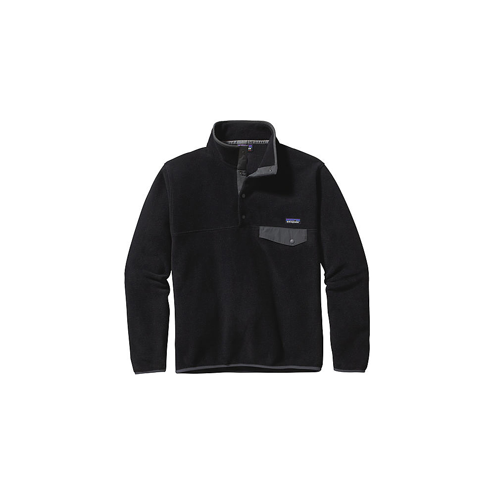 Patagonia Mens Lightweight Synchilla Snap T Pullover XS Black with Forge Grey Patagonia Men s Apparel