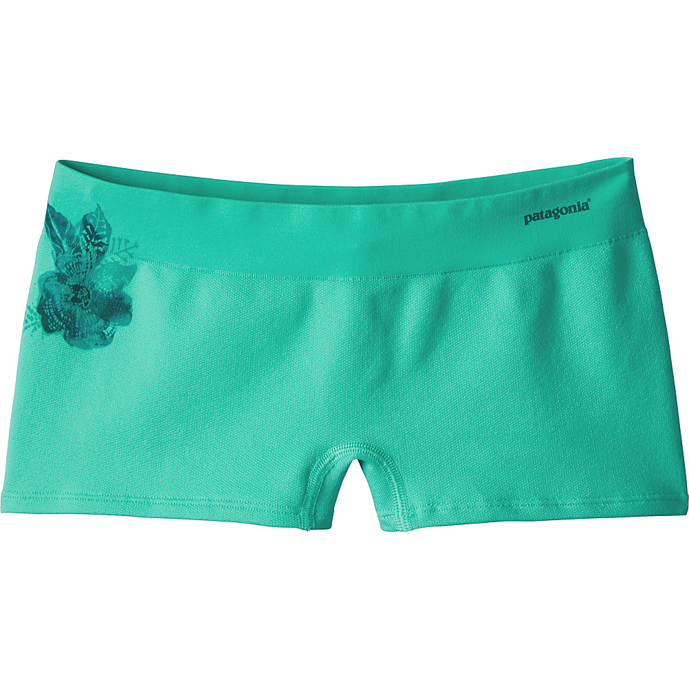 Patagonia Womens Active Mesh Boy Shorts S Dropdot Graphic Galah Green Patagonia Women s Apparel