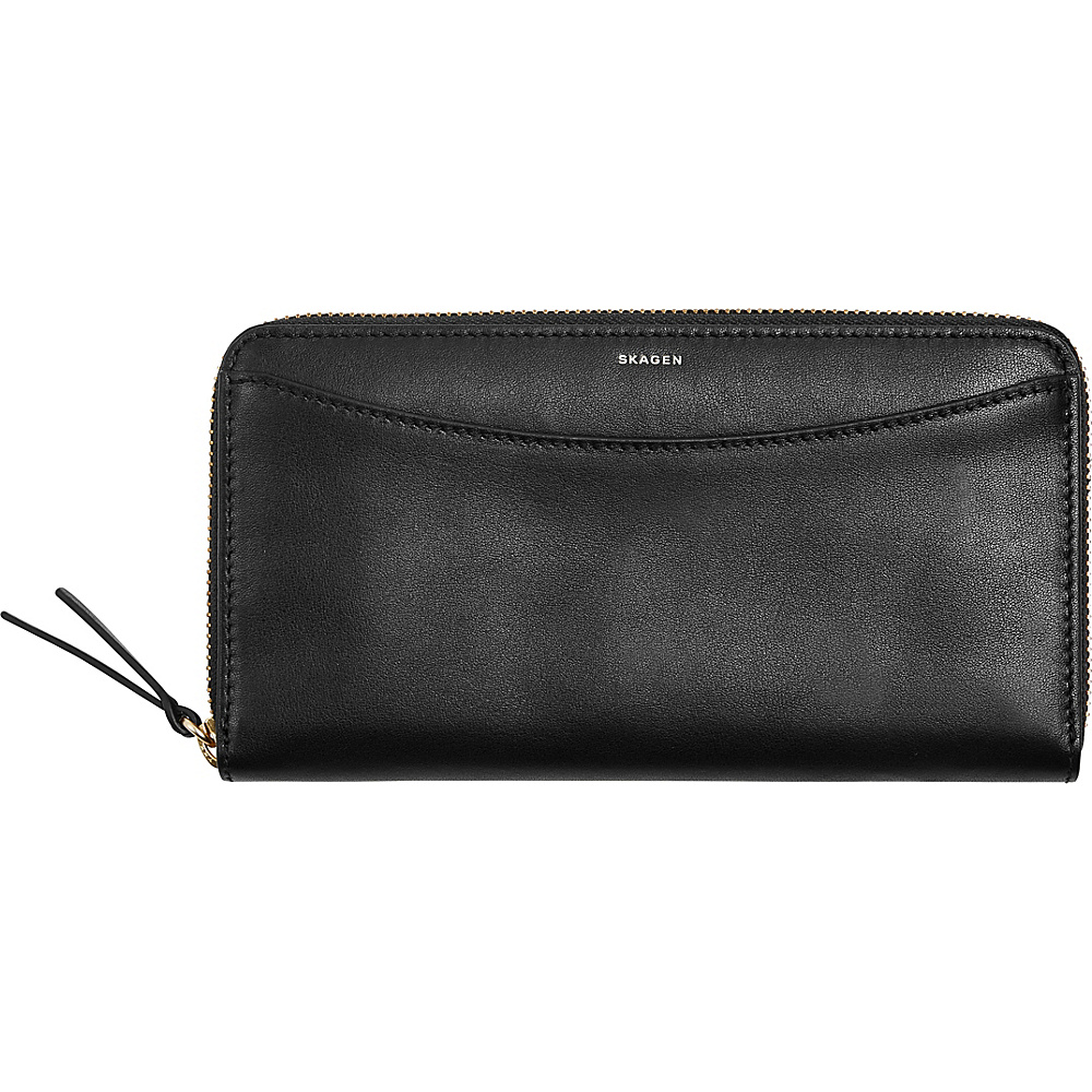 Skagen Continental Leather Zip Wallet Black Skagen Women s Wallets