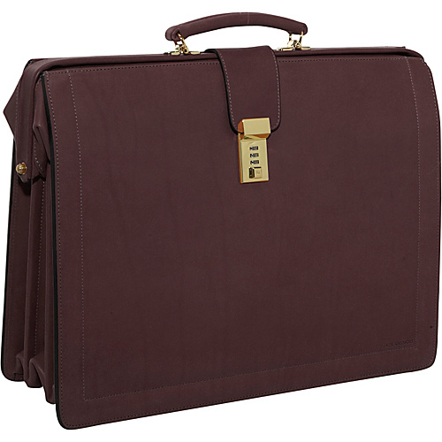 Jack Georges Belting Collection Classic Leather Laptop Briefbag w/ Combination Lock Brown - Jack Georges Non-Wheeled Computer Cases