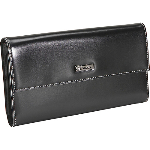 Bisadora Black Box Calf Leather Checkbook Wallet
