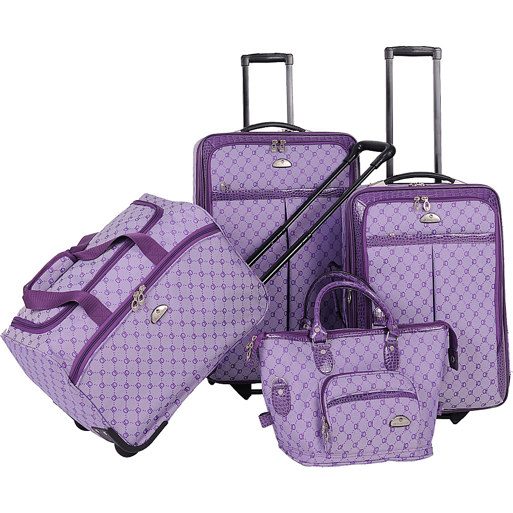 American Flyer AF Signature 4 Piece Luggage Set Light Purple American Flyer Luggage Sets