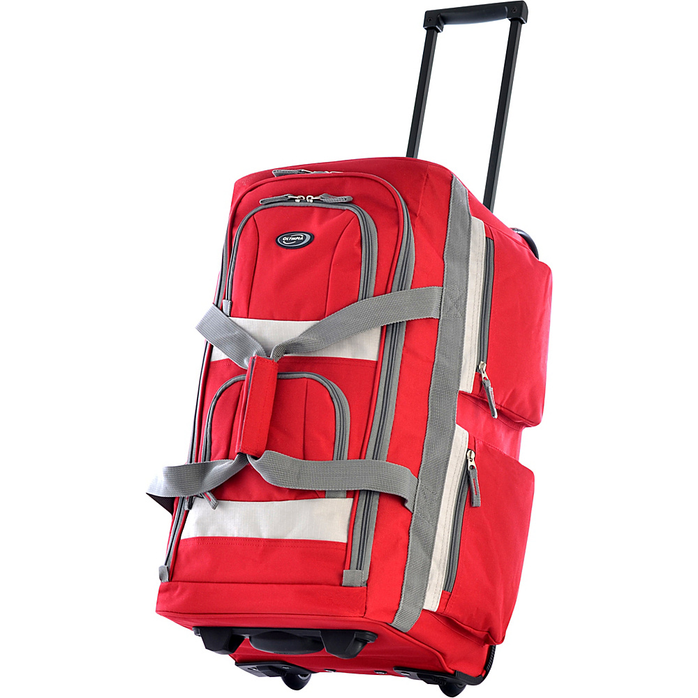 Olympia Eight Pocket 22 Rolling Duffel Red Olympia Softside Carry On