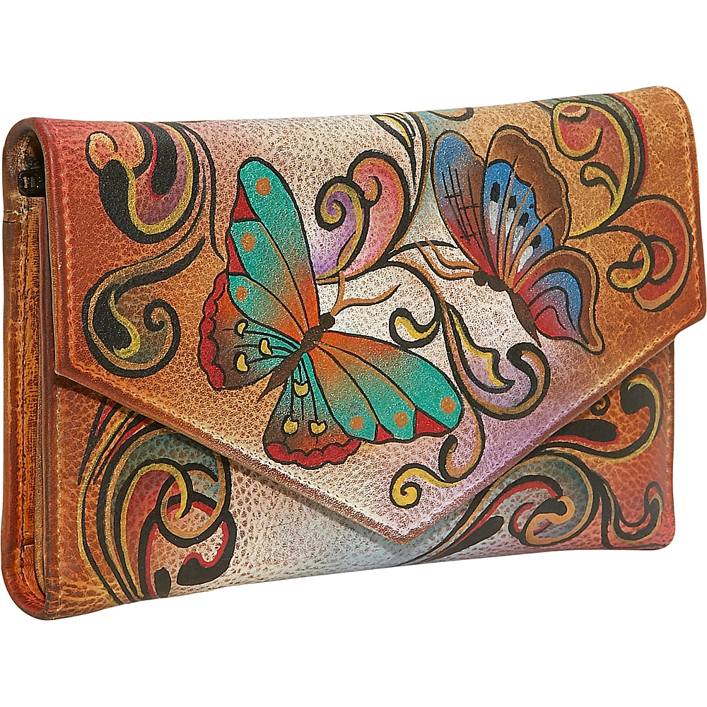 Anuschka Checkbook Wallet Henna Butterfly Anuschka Ladies Clutch Wallets