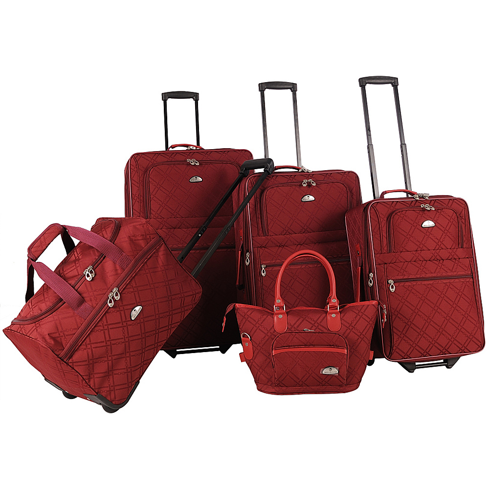 American Flyer Pemberly 5 Piece Buckles Set Wine - American Flyer Luggage Sets
