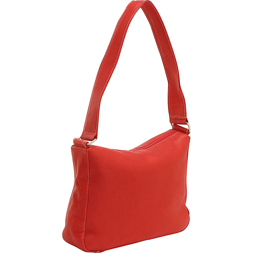 Le Donne Leather Top Zip Shoulder Bag Red